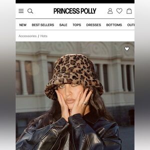 Princess polly Frankle Faux Fur Bucket Hat Leopard